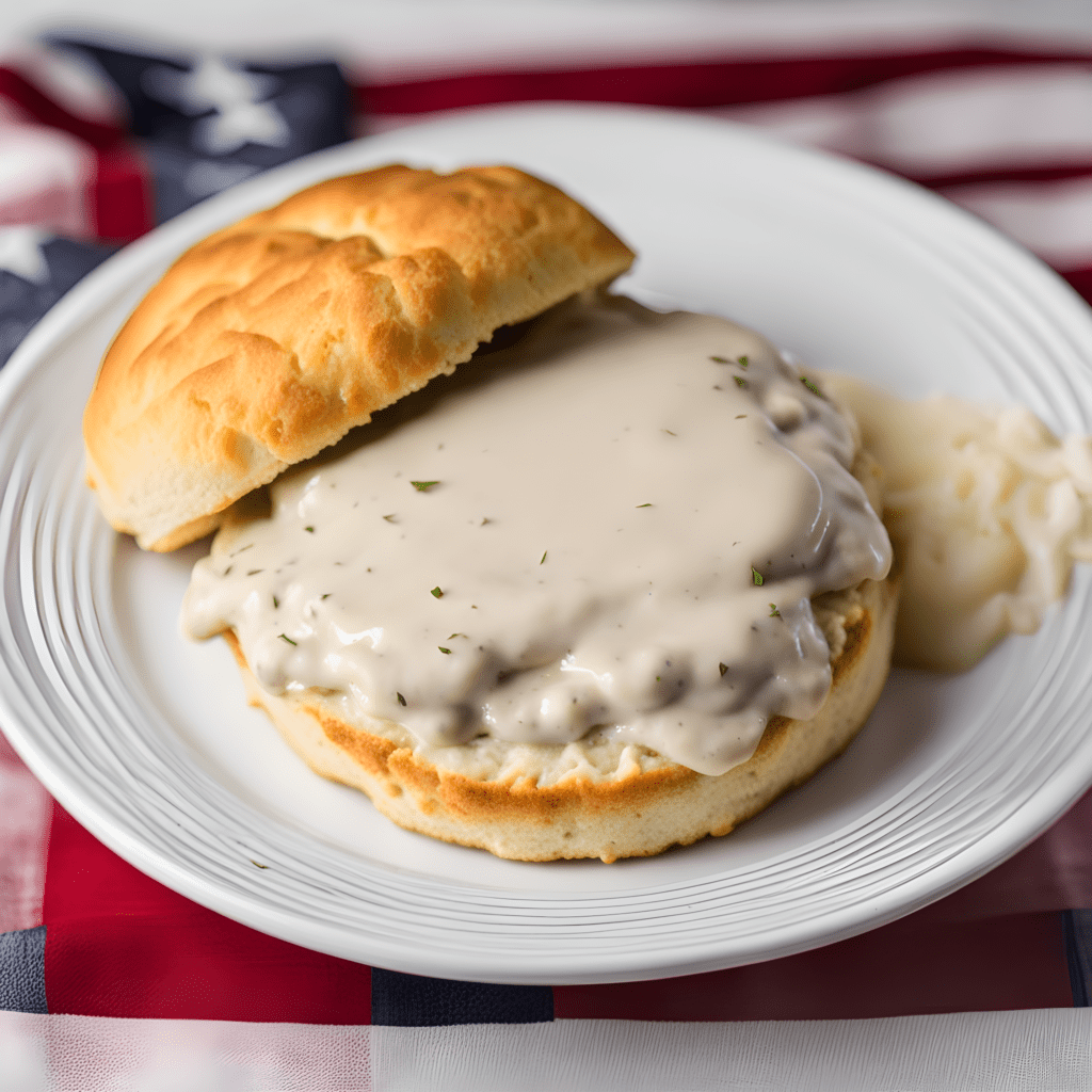 american white gravy on a biscuit
