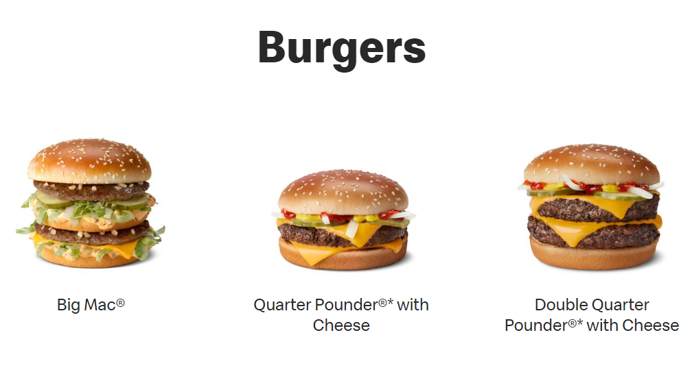mcdonalds american burger menu