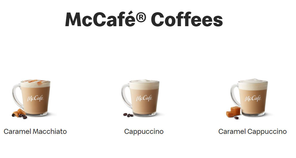 mcdonalds american mccafe coffee menu